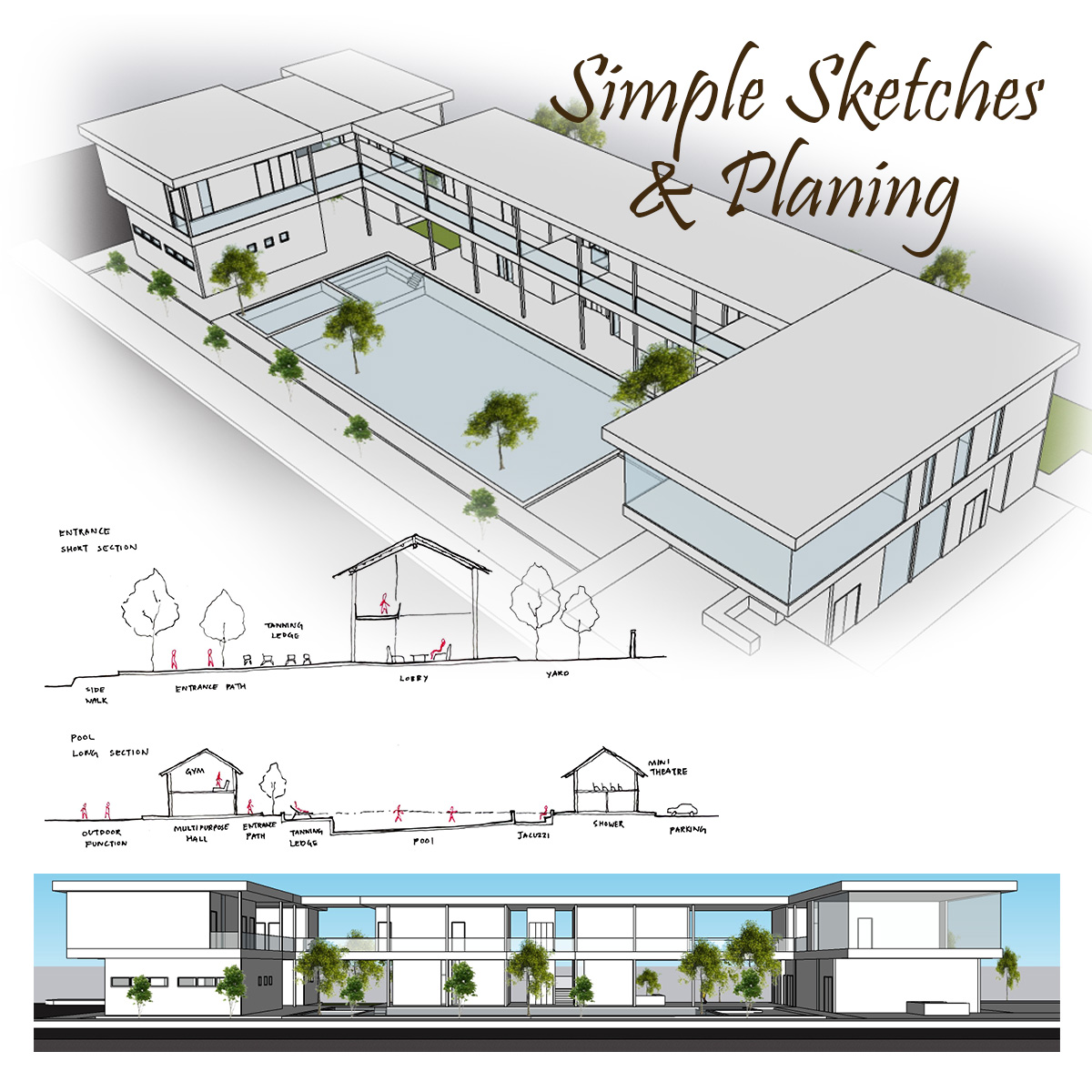 ClubHouse Design Sketches by Kuee Architect