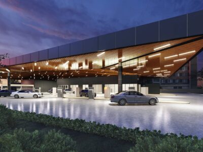 EV Station design night scene